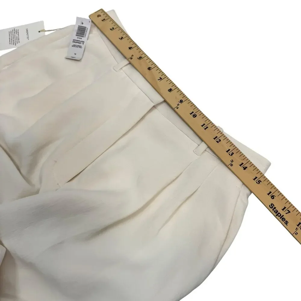 Aritzia Wide Leg Cropped Linen Pants in Light Beige